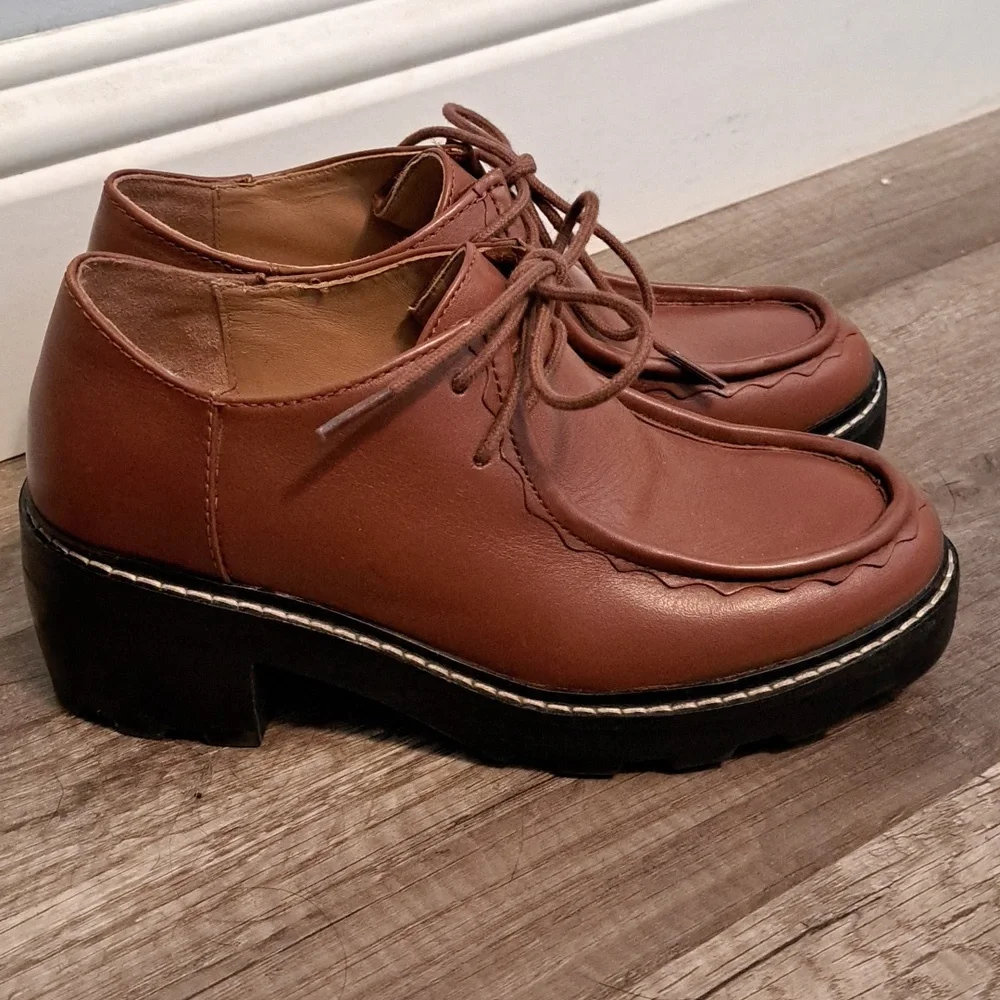 Madewell Brown Leather Oxfords with Platform Sole